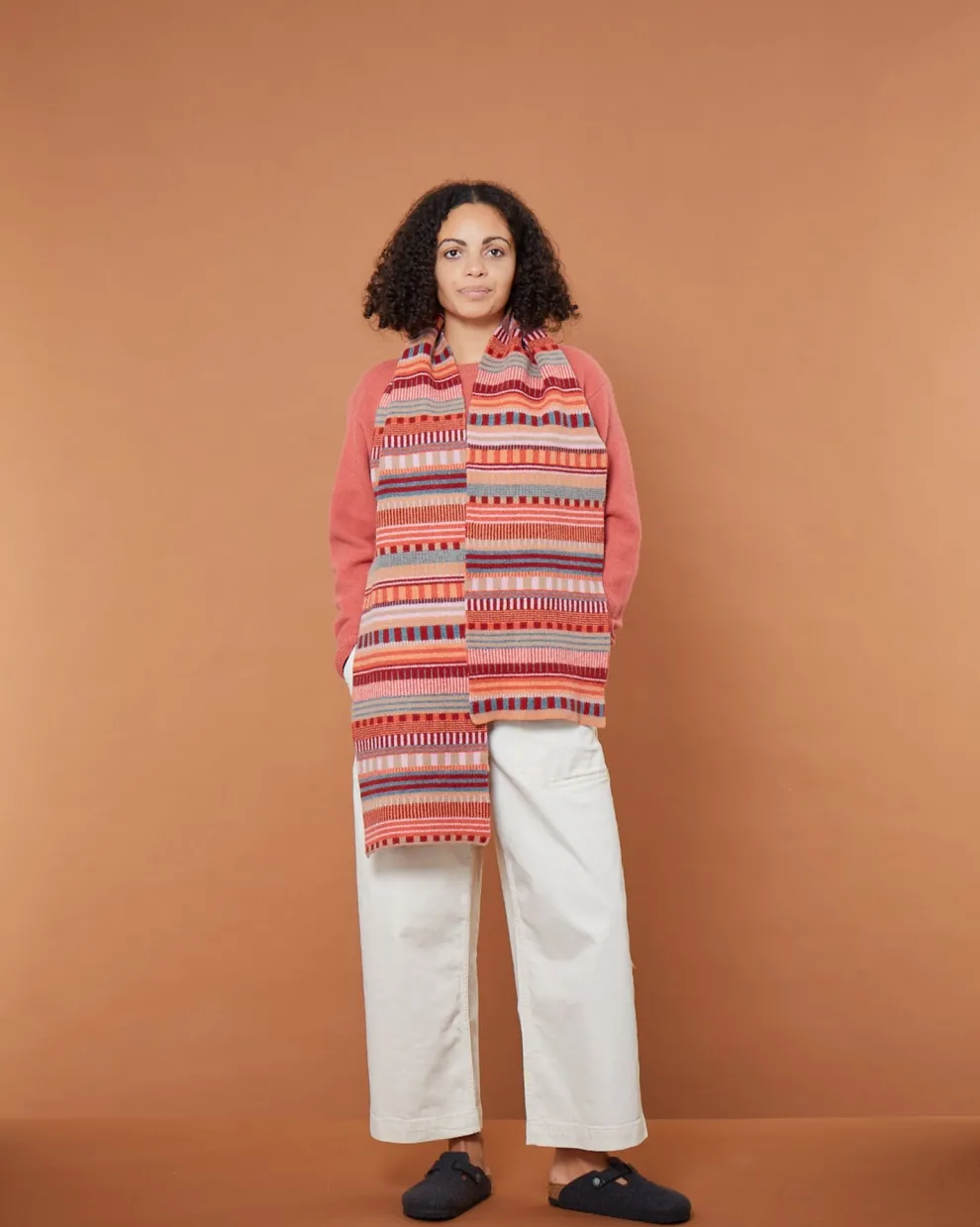 Static Stripe Scarf - Dubonnet