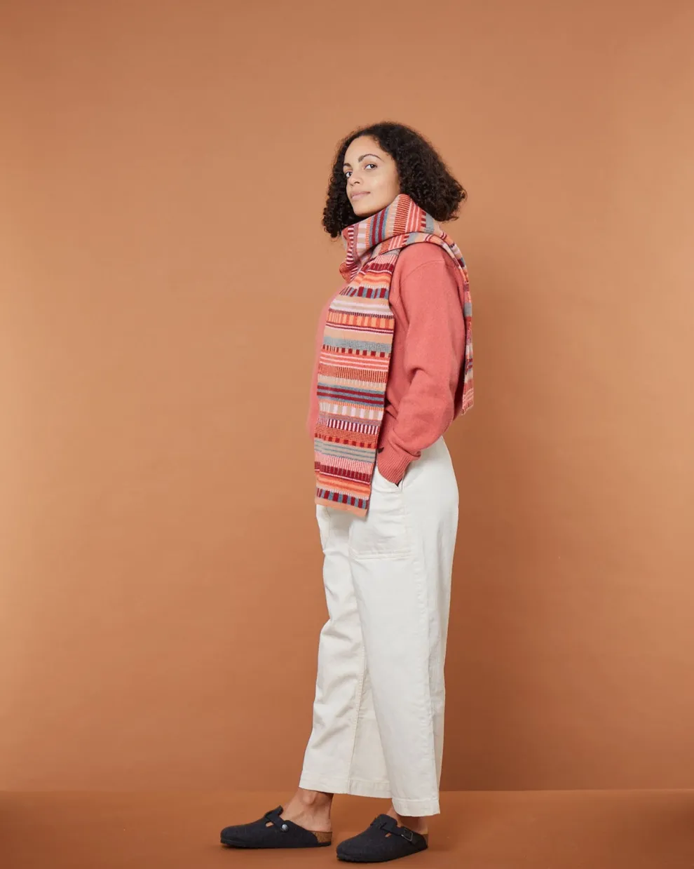 Static Stripe Scarf - Dubonnet