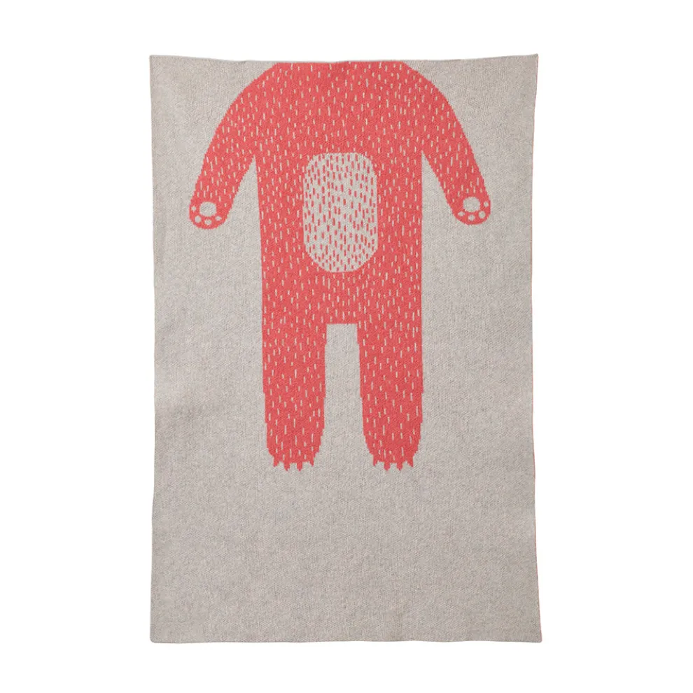 Bear Mini Blanket - Grey & Pink
